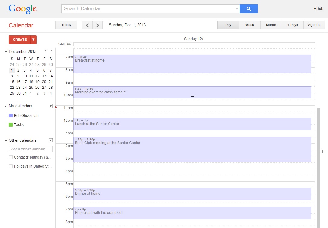 Avoiding short term memory loss: Daily activities on Google Calendar