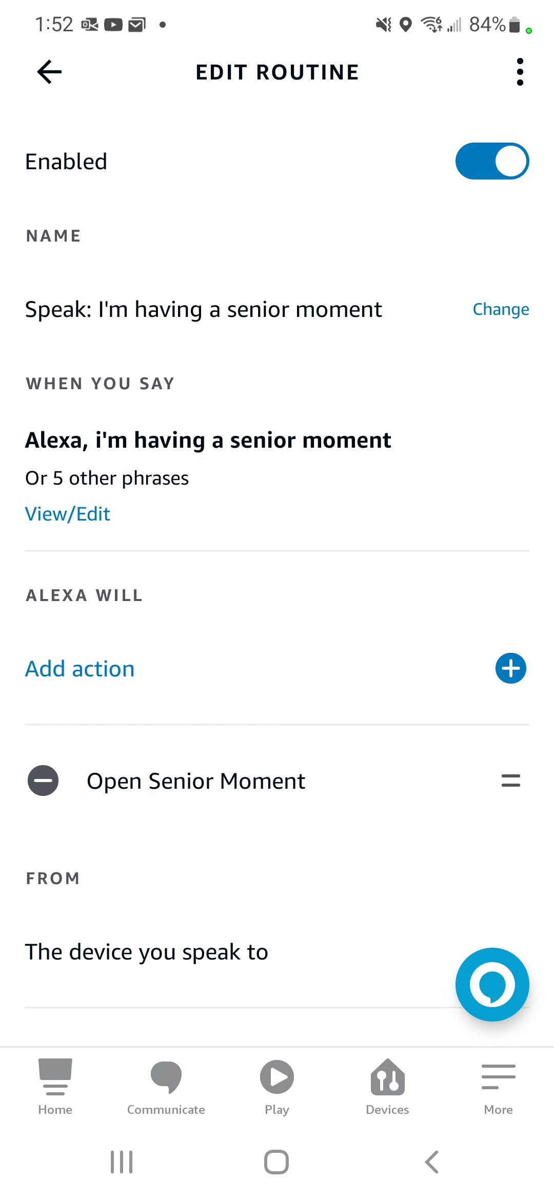 The Senior Moment Alexa Skill can remember this for your mother